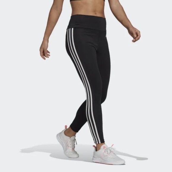 adidas Pants - Adidas Women's D2m 3 Stripes High-Rise Long Tights, Size XL